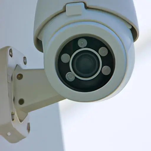 Góc chụp gần của ống kính camera an ninh giám sát một khu vực