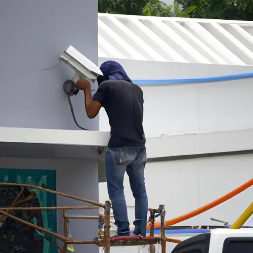 Kỹ thuật viên lắp đặt camera an ninh ở Quận 4