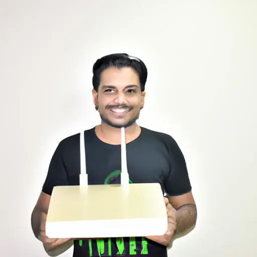 Người đang cầm một bộ định tuyến wifi VNPT với nụ cười