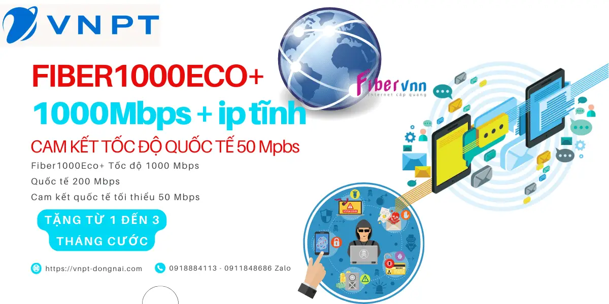 Gói cước Fiber 1000Eco+ 1000Mbps có Tốc độ cao, ổn định, có IP tĩnh dành cho Doanh nghiệp lớn
