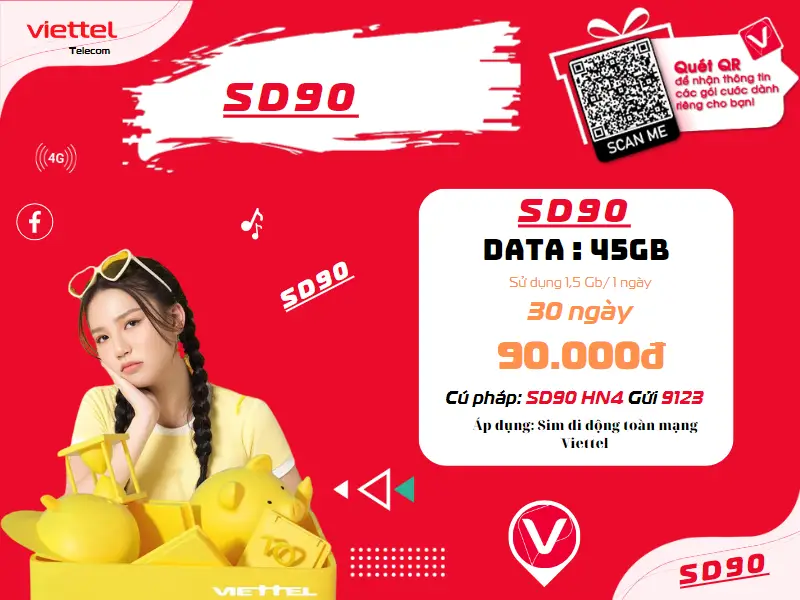 Gói SD90 Viettel - Lắp đặt wifi, lắp đặt camera wifi chính hãng tại tphcm
