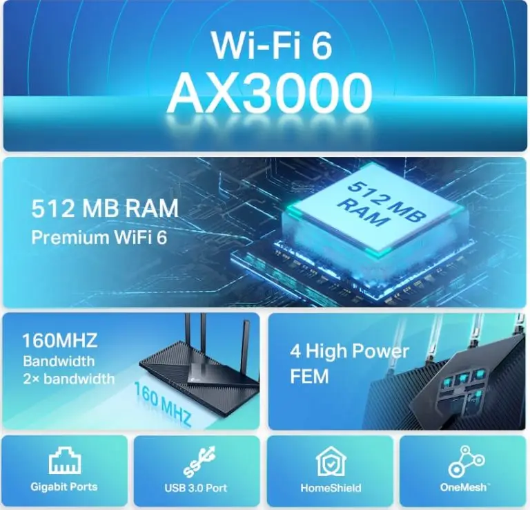 Lắp đặt wifi, lắp đặt camera wifi chính hãng tại tphcm: Bộ phát wifi 6 TP-Link Archer AX55 AX3000Mbps