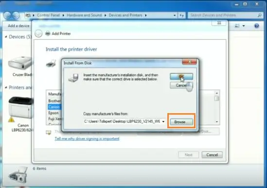 Bước 4: Chọn đường dẫn file driver