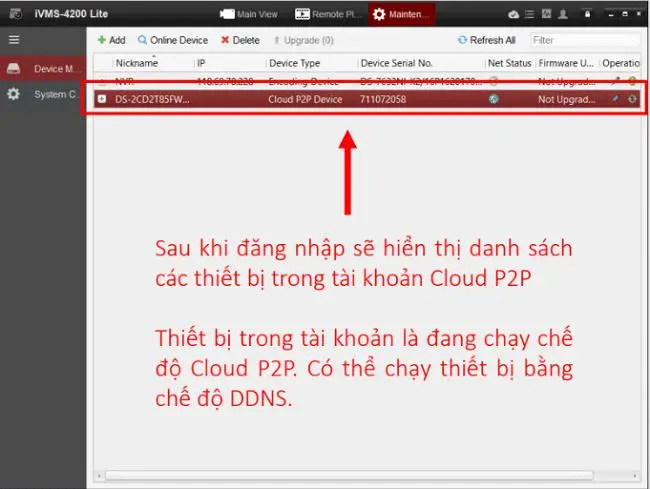 Gán thiết bị bằng Cloud P2P trên iVMS 4200 Lite