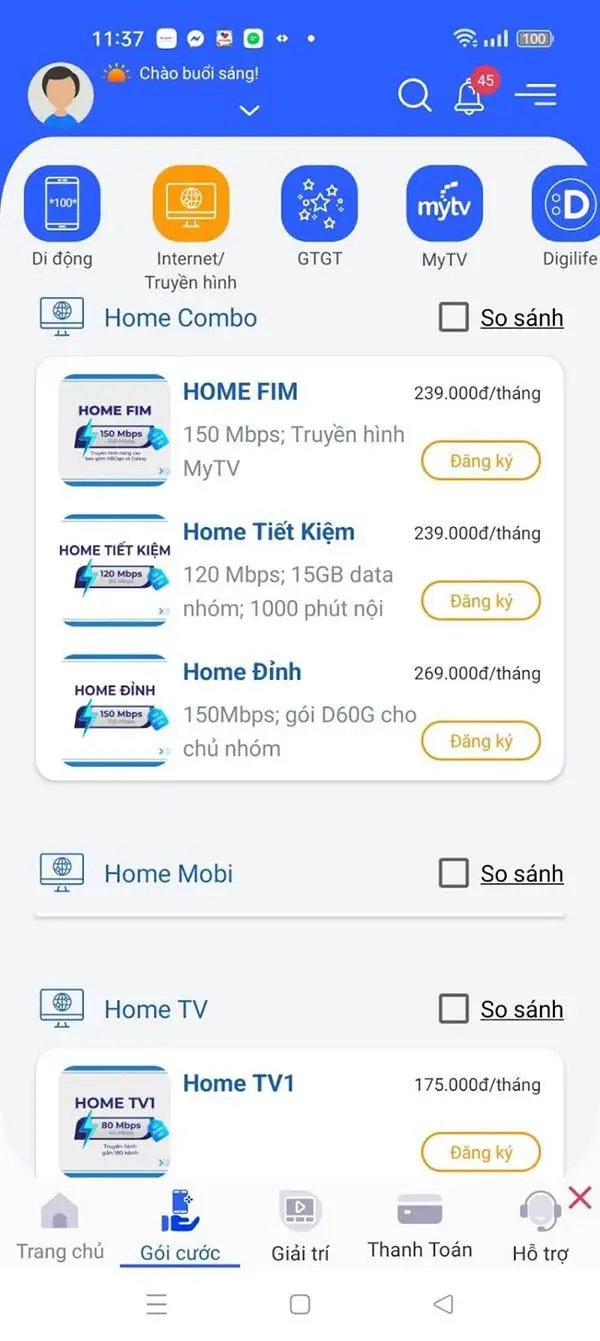 giao diện my VNPT