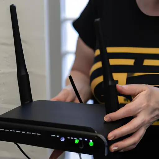 Một người cài đặt Wifi Router tại nhà