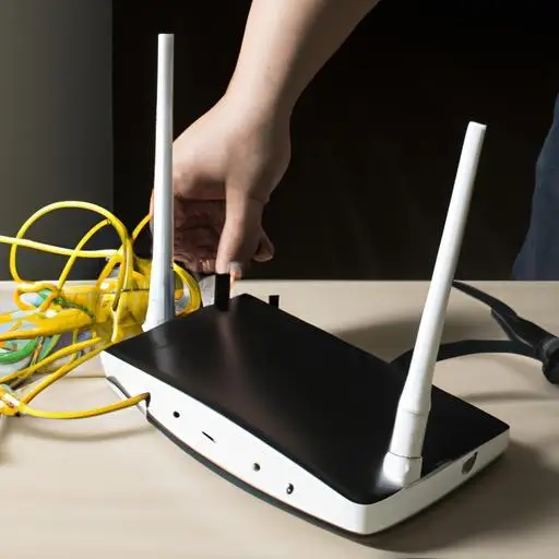 Một người kết nối cáp để cài đặt Wifi Router