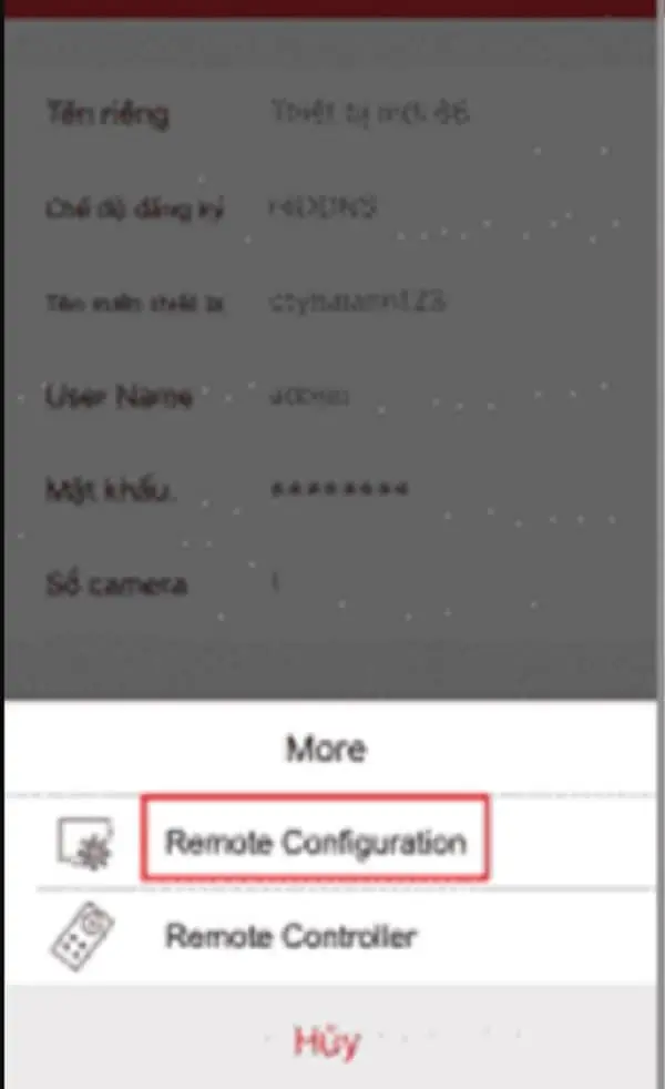 Nhấn chọn mục “Remote Configuration”