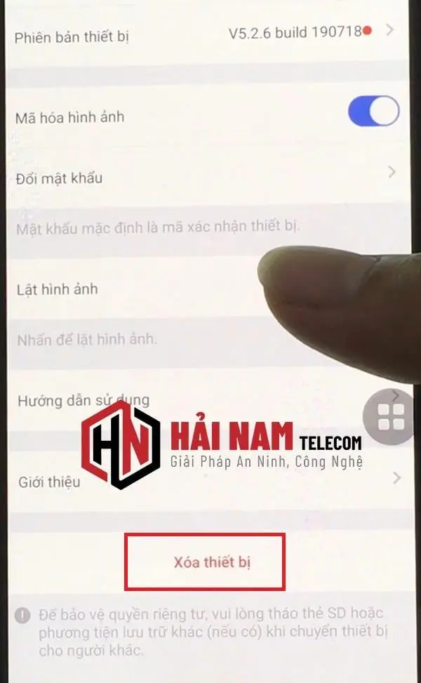 Nhấn vào Xóa thiết bị