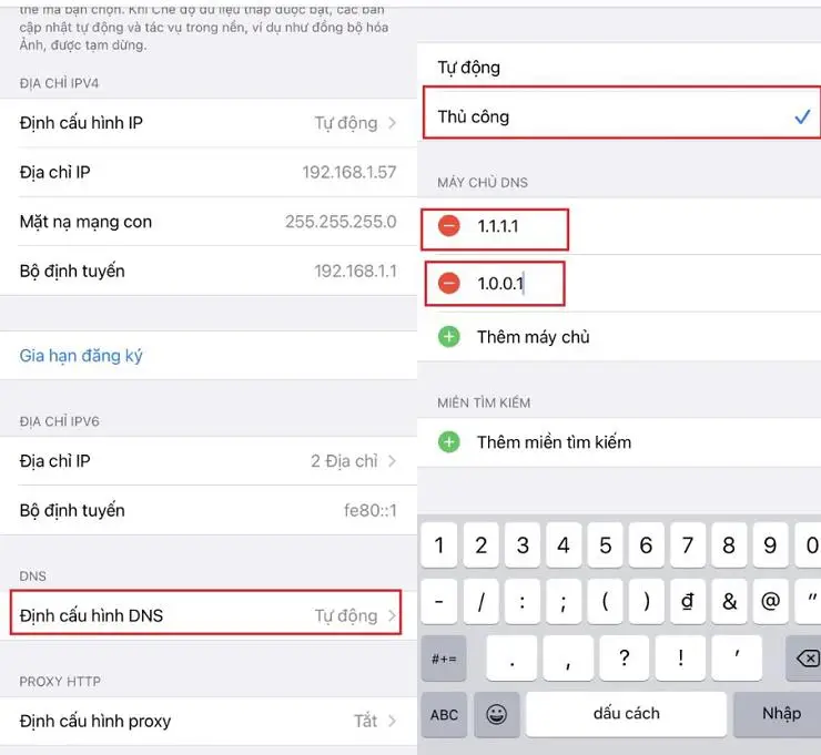 Thay đổi DNS iPhone