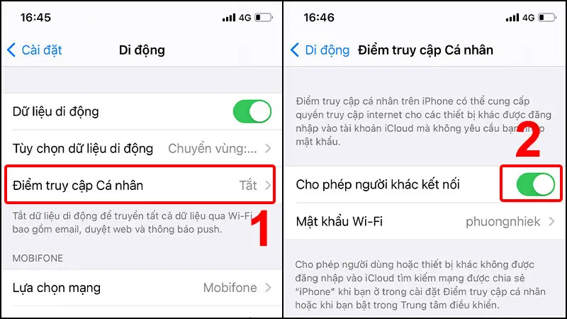 Bật tính năng Cho phép người khác kết nối