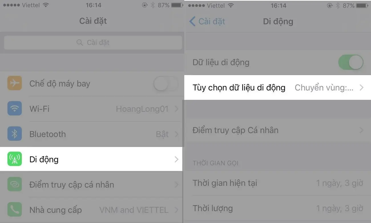 Cách chọn LTE trên iPhone để sử dụng 4G Viettel