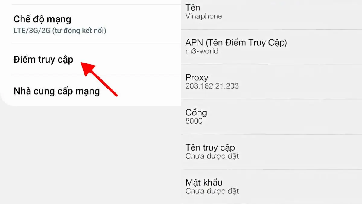 Cài đặt APN VinaPhone trên Android