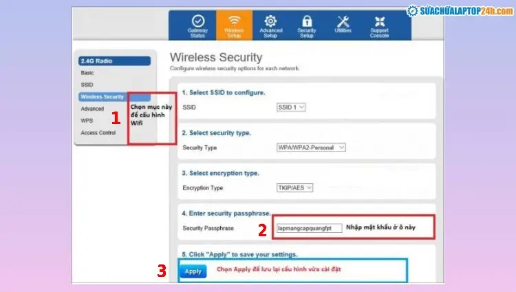 Cài đặt mật khẩu WiFi FPT