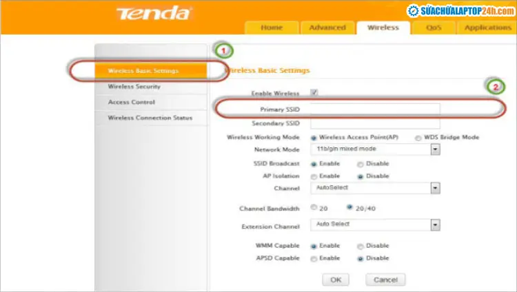Cài đặt tên WiFi cho Tenda