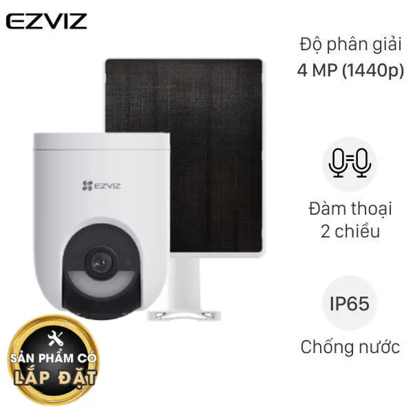 Camera EZVIZ HB8C 4MP chạy năng lượng mặt trời, thích hợp khu vực không kéo được điện lưới