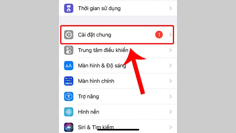 Chọn Cài đặt chung trên iPhone