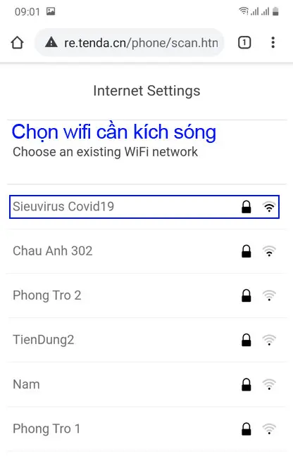 Chọn mạng WiFi