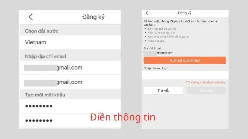 Đăng ký tài khoản Ezviz đơn giản với email hoặc số điện thoại