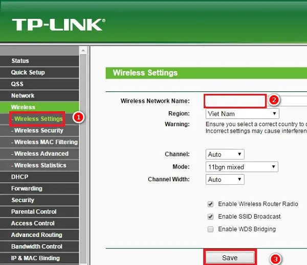 Đặt tên cho mạng WiFi TP-Link