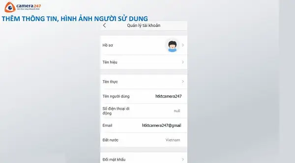Quản lý tài khoản EZVIZ và thêm ảnh đại diện người dùng trên ứng dụng