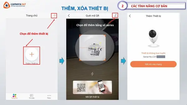 Quét mã QR để thêm camera EZVIZ trên ứng dụng điện thoại
