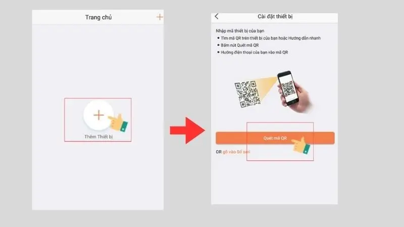 Quét mã QR dưới đáy thân máy để thêm camera EZVIZ vào ứng dụng nhanh chóng
