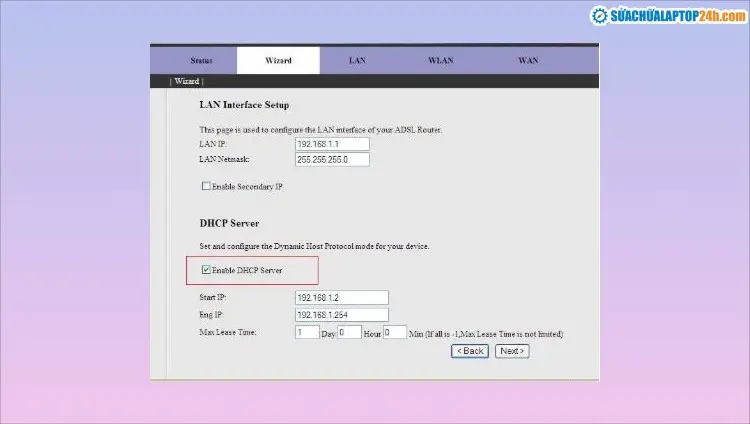 Bật DHCP Server trên modem Viettel để cấp IP tự động