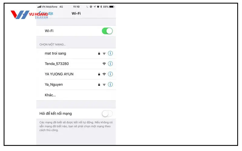 Chọn mạng Tenda_xxxx trên điện thoại khi cài đặt router AC1200