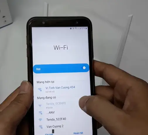 Kết nối điện thoại vào wifi mặc định Tenda N300 để cấu hình