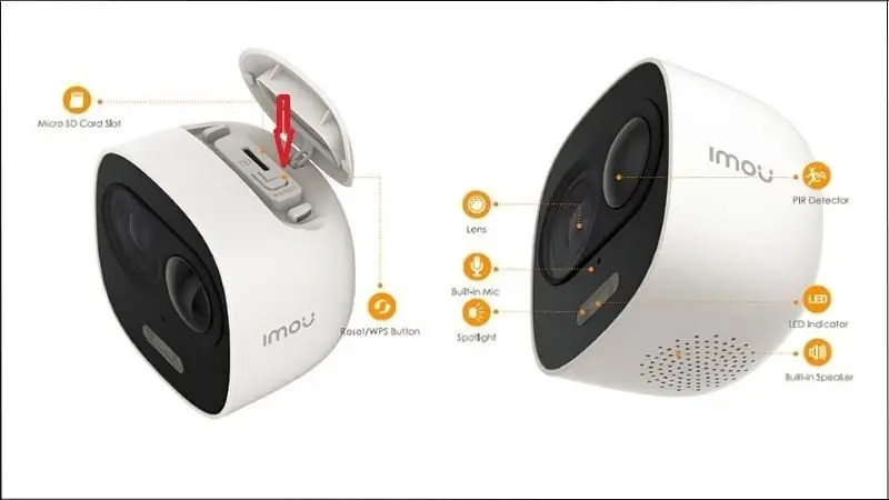 Nút Reset của IMOU LOOC nằm gần khe thẻ SD ở mặt trên