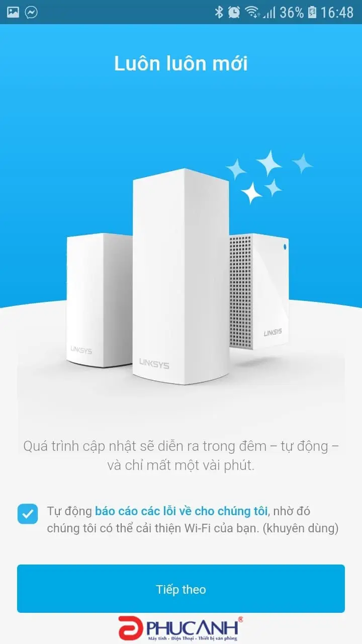 Quá trình kiểm tra và cập nhật firmware tự động trên hệ thống Linksys Velop Mesh