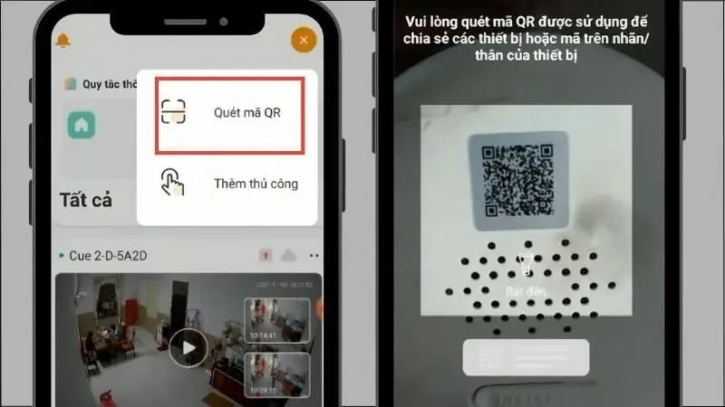 Quét mã QR hoặc nhập serial để kiểm tra tình trạng tài khoản gán vào camera