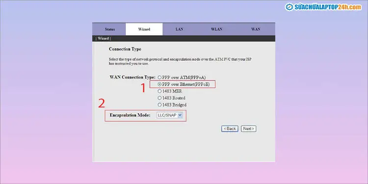 Thiết lập PPPoE và chế độ đóng gói LLC/SNAP cho đường truyền Viettel