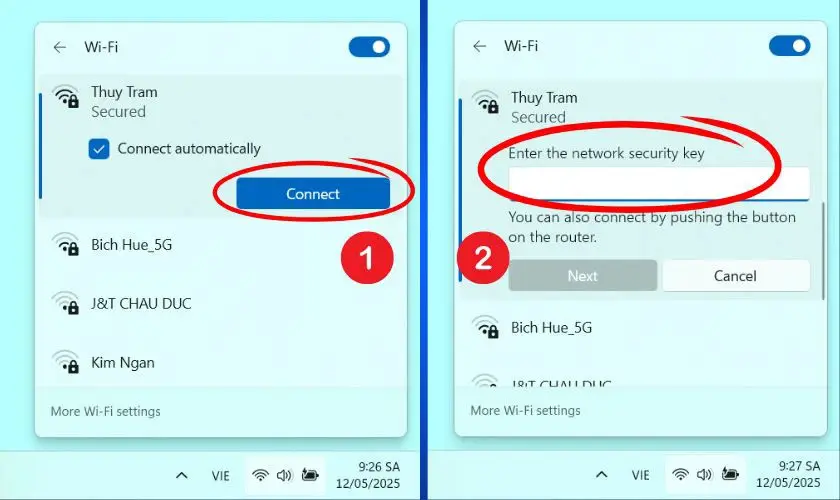 Thông báo Connected trên Windows 11 xác nhận laptop Asus đã kết nối internet
