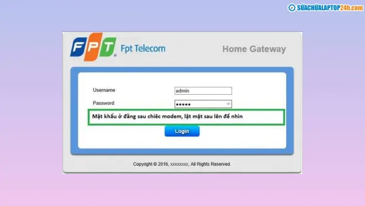 Truy cập hệ thống quản trị modem/router để cấu hình PPPoE với FPT