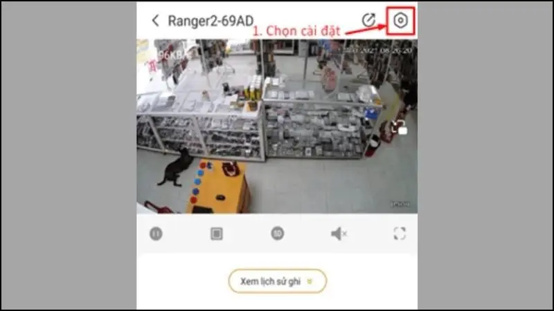 Vào IMOU Life, mở camera và chọn biểu tượng bánh răng để quản lý thiết bị