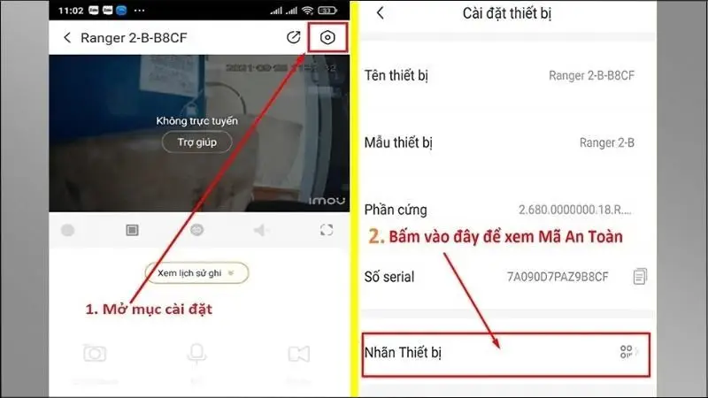 Vào phần Nhãn thiết bị trong IMOU Life để xem lại QR và thông tin mặc định