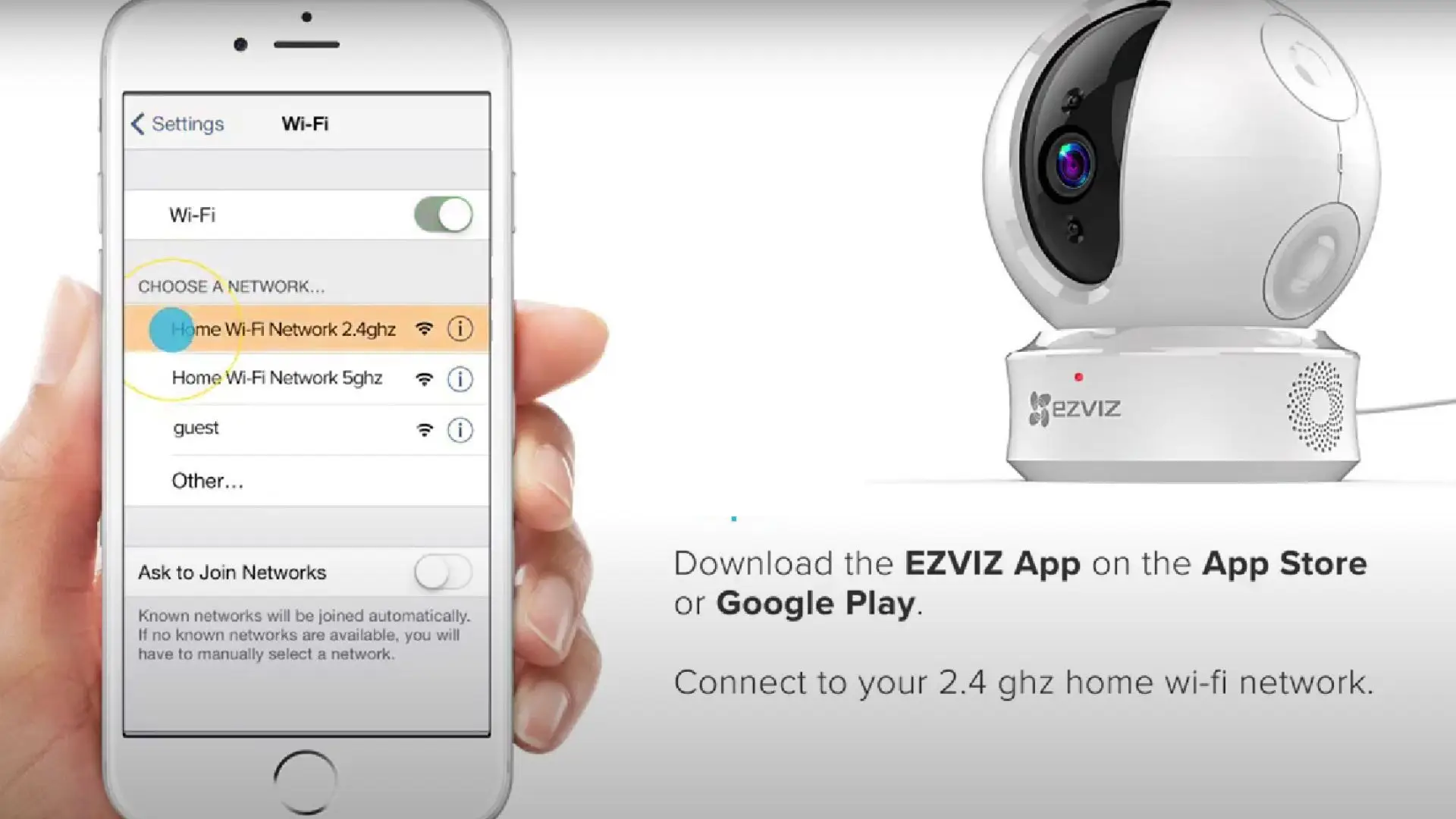 Bộ camera EZVIZ và phụ kiện nguồn 5V trước khi bắt đầu kết nối wifi