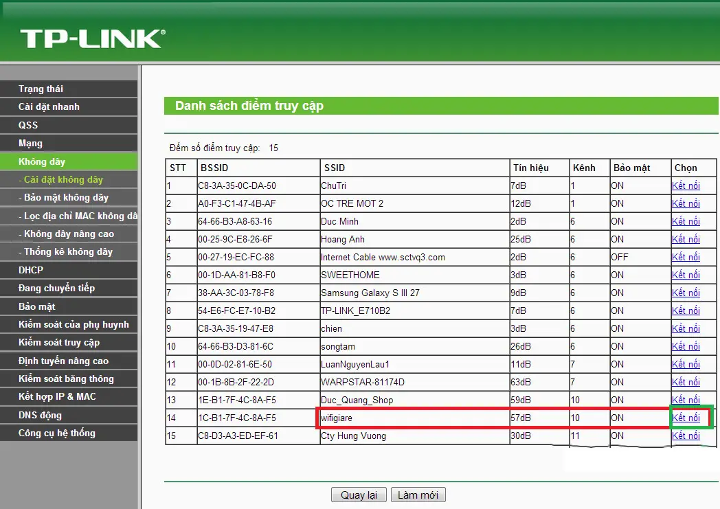 Chọn SSID và nhập đúng mã hóa WPA2-PSK AES, mật khẩu mạng nguồn khi cấu hình WDS TP-Link 841N
