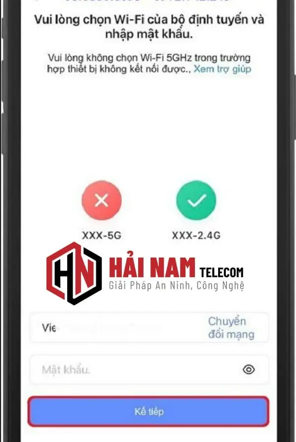 Chọn Wi-Fi và nhập mật khẩu trong chế độ AP của Ezviz