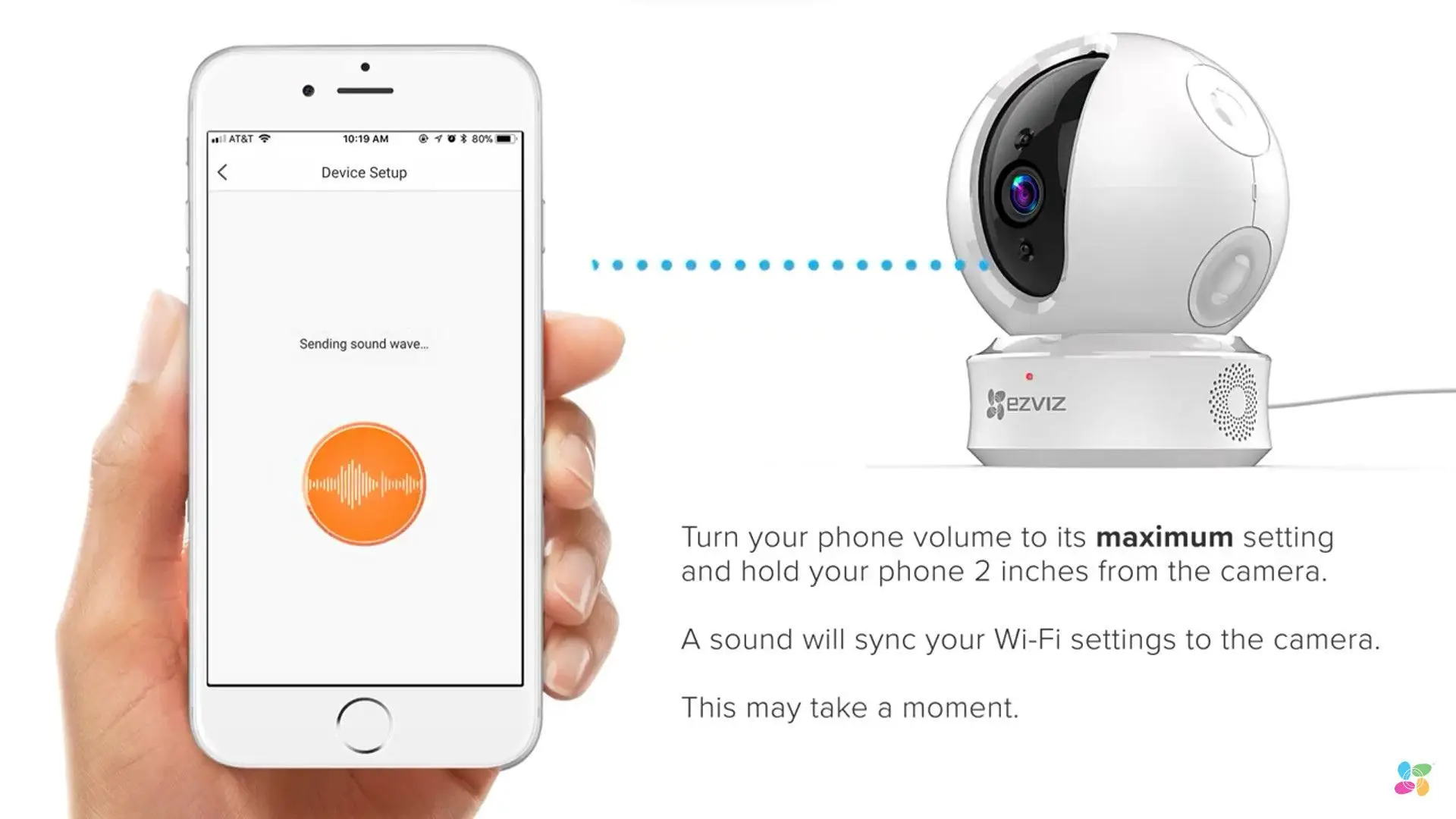 Ghép đôi camera EZVIZ bằng sóng âm từ điện thoại để hoàn tất kết nối wifi
