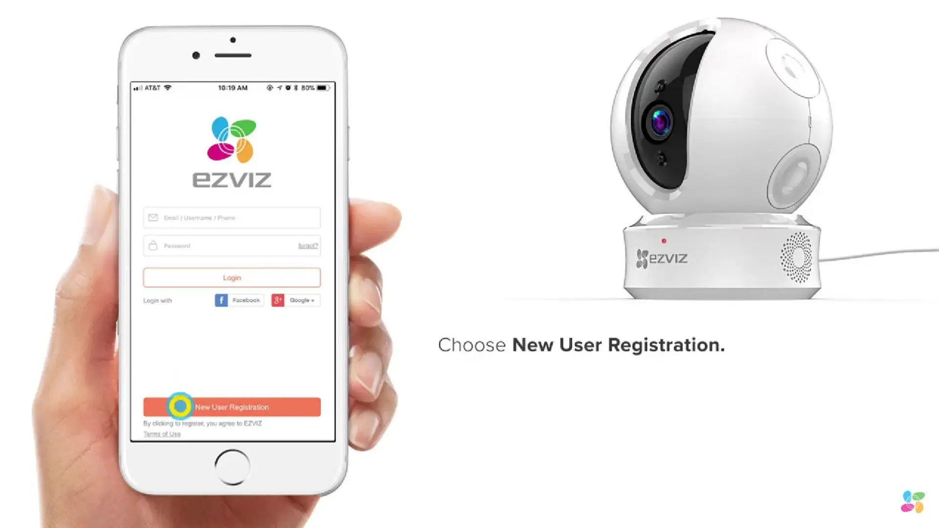 Giao diện tạo tài khoản EZVIZ để quản lý và kết nối camera wifi