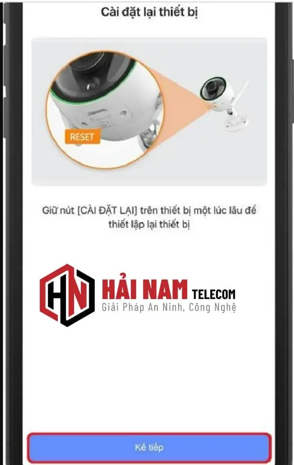 Màn hình mô tả mô hình kết nối và nút Khởi động trong ứng dụng Ezviz