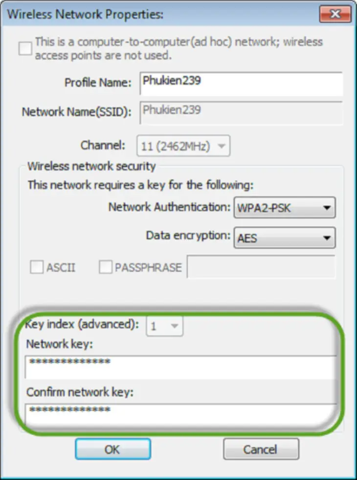 Nhập đúng mật khẩu WiFi (Network key) để hoàn tất kết nối USB thu sóng