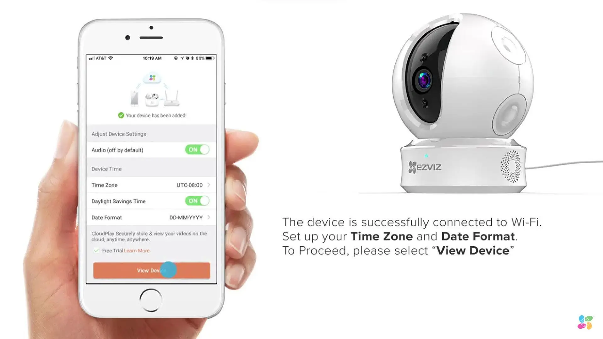 Thiết lập múi giờ GMT+7 và định dạng ngày giờ cho camera EZVIZ sau khi kết nối wifi