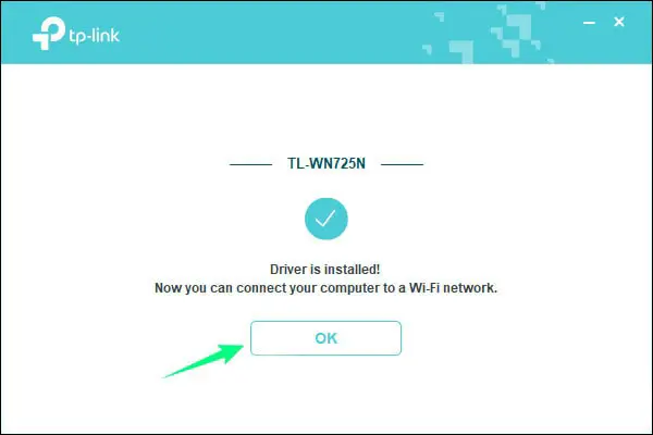 Thông báo driver TP-Link cài đặt thành công trên máy tính