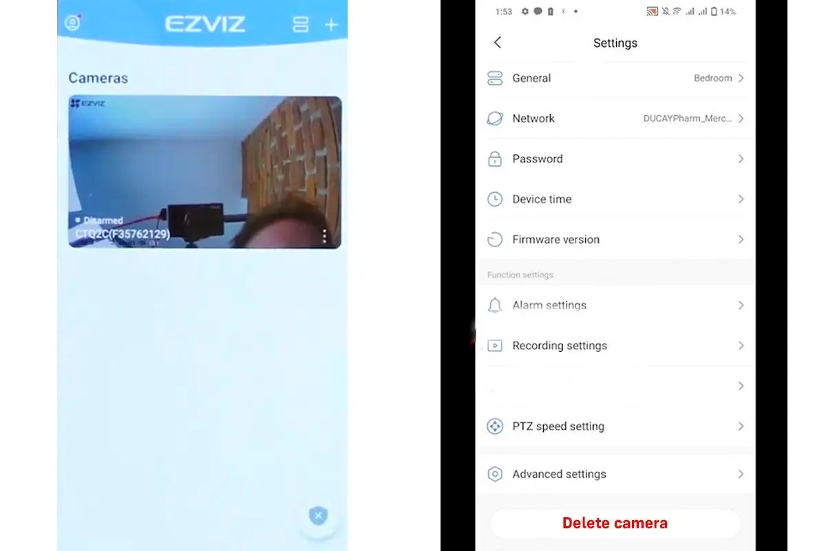 Xóa camera khỏi tài khoản Ezviz trước khi thêm lại giúp tránh xung đột thiết bị