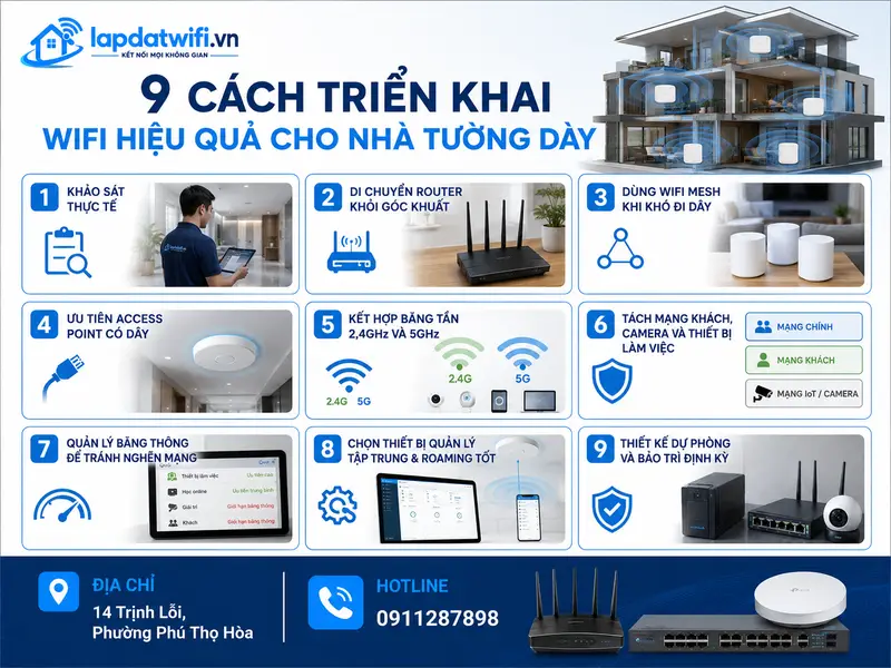 9 cách triển khai WiFi hiệu quả cho nhà tường dày