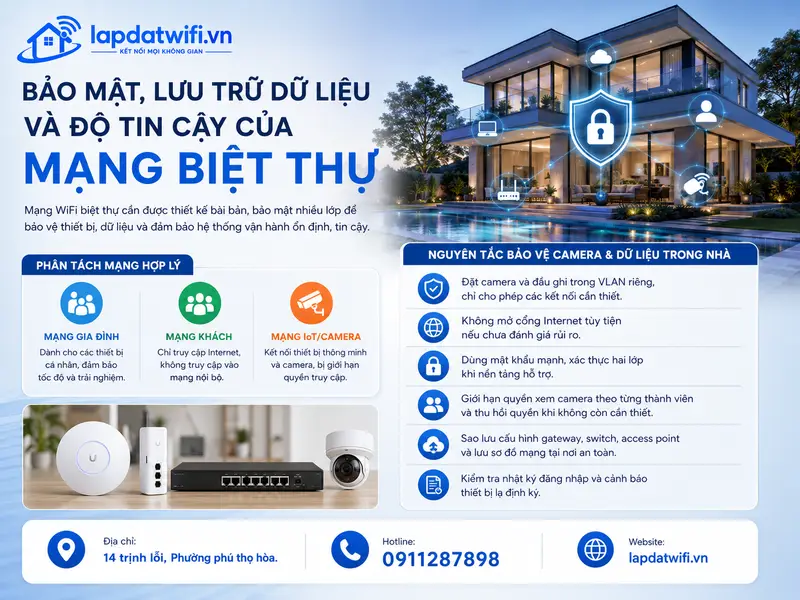 Bảo mật, lưu trữ dữ liệu và độ tin cậy của mạng biệt thự